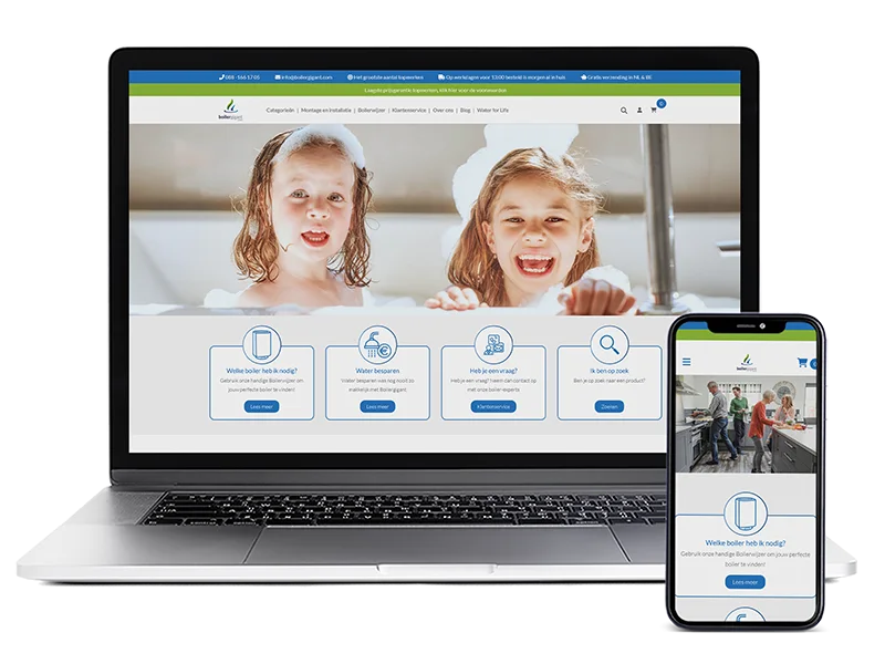 Boilergigant: website op laptop en telefoon